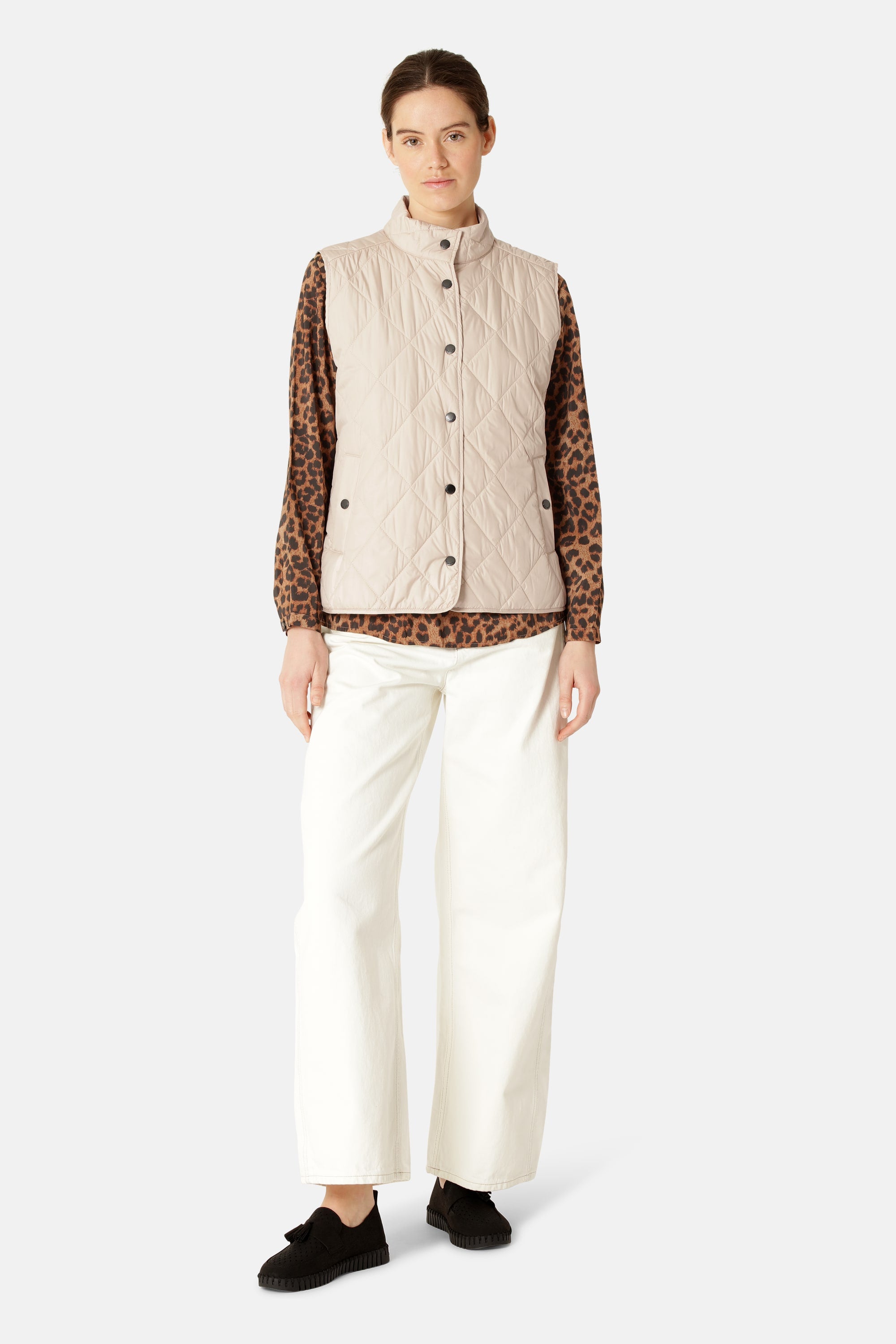 Quilted Short Vest - Light camel